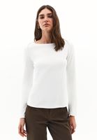 Bayan Krem Pamuklu Bot Yaka Tişört