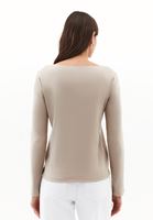 Bayan Bej Pamuklu Bot Yaka Tişört