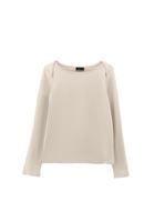 Bayan Bej Pamuklu Bot Yaka Tişört