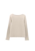 Bayan Bej Pamuklu Bot Yaka Tişört