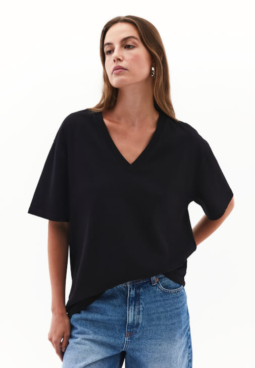 Siyah Pamuklu Boyfriend Tişört