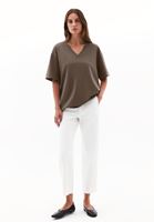 Bayan Kahverengi Pamuklu Boyfriend Tişört