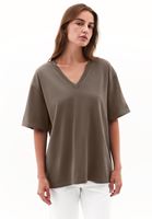 Bayan Kahverengi Pamuklu Boyfriend Tişört