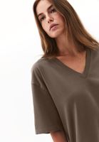 Bayan Kahverengi Pamuklu Boyfriend Tişört