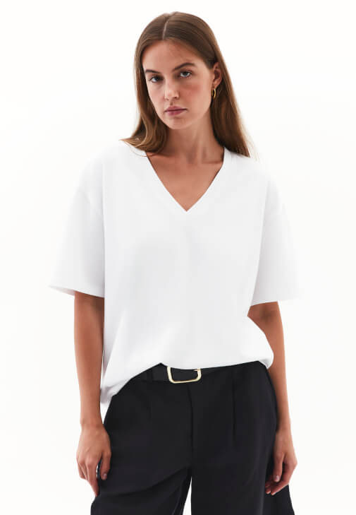 Beyaz Pamuklu Boyfriend Tişört