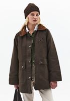 Bayan Kahverengi Yaka Detaylı Oversize Ceket