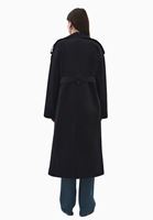 Bayan Siyah Kemer Detaylı Trençkot