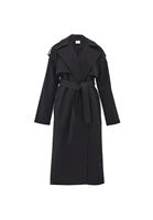 Bayan Siyah Kemer Detaylı Trençkot