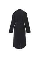 Bayan Siyah Kemer Detaylı Trençkot