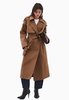 Bayan Kahverengi Kemer Detaylı Trençkot