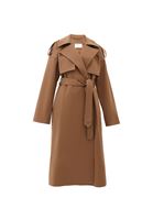 Bayan Kahverengi Kemer Detaylı Trençkot