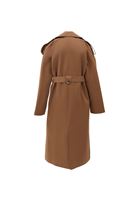 Bayan Kahverengi Kemer Detaylı Trençkot