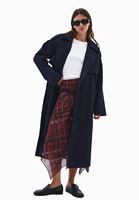 Bayan Lacivert Kemer Detaylı Trençkot