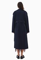 Bayan Lacivert Kemer Detaylı Trençkot