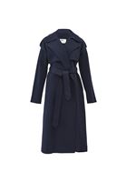 Bayan Lacivert Kemer Detaylı Trençkot