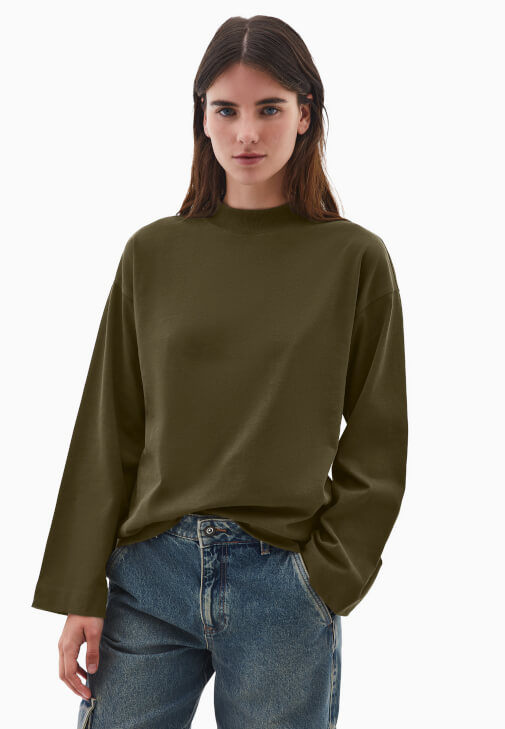 Yeşil Pamuklu Oversize Tişört