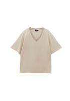 Bayan Bej V Yaka Oversize Tişört