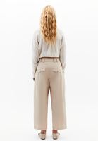 Bayan Bej Yüksek Bel Baggy-Fit Pantolon