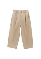 Bayan Bej Yüksek Bel Baggy-Fit Pantolon