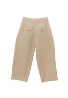 Bayan Bej Yüksek Bel Baggy-Fit Pantolon