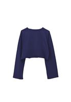 Bayan Mavi Sıfır Yaka Crop Tişört