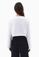 Bayan Beyaz Sıfır Yaka Crop Tişört