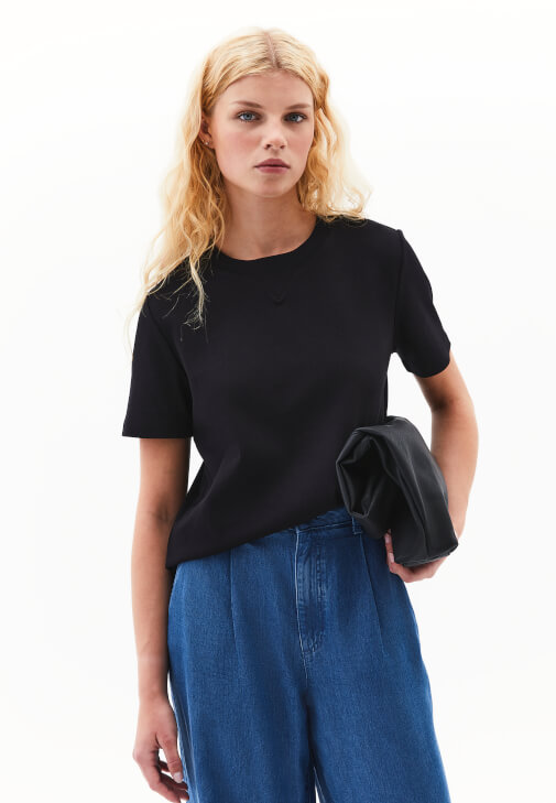 Siyah Pamuklu Sıfır Yaka Tişört