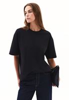 Bayan Siyah Sıfır Yaka Boyfriend Tişört