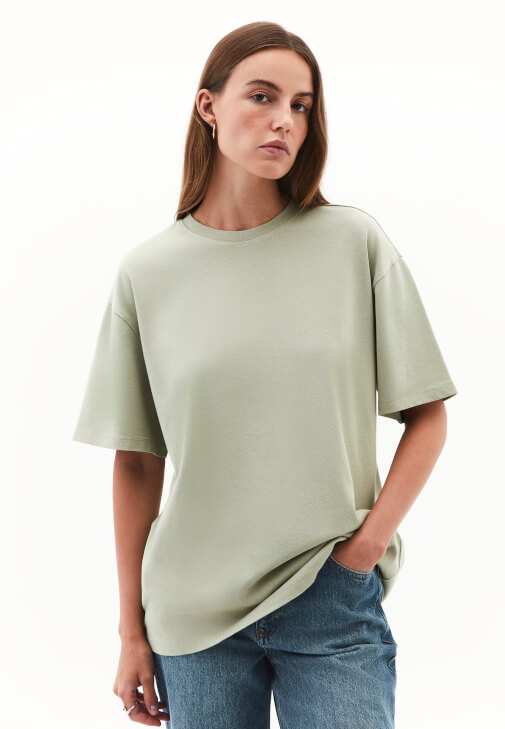 Yeşil Sıfır Yaka Boyfriend Tişört