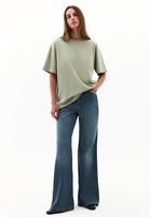 Bayan Yeşil Sıfır Yaka Boyfriend Tişört