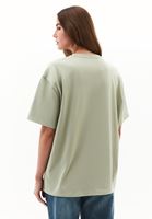 Bayan Yeşil Sıfır Yaka Boyfriend Tişört