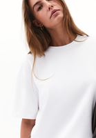 Bayan Beyaz Sıfır Yaka Boyfriend Tişört
