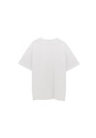 Bayan Beyaz Sıfır Yaka Boyfriend Tişört