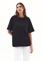 Bayan Siyah Pamuklu Oversize Tişört