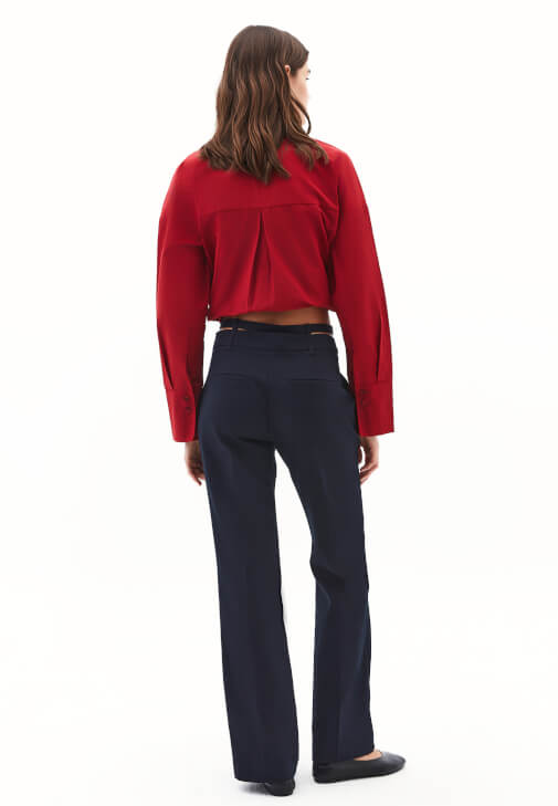 Kemerli Flare Pantolon ve Gömlek Kombini