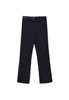 Bayan Lacivert Kemer Detaylı Flare Pantolon