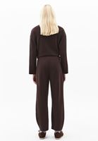 Bayan Kahverengi Yüksek Bel Barrel-Fit Pantolon