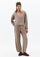 Bayan Kum Beji Yüksek Bel Barrel-Fit Pantolon