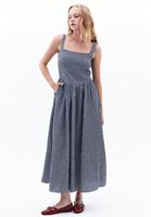 Bayan Çok Renkli Gipe Detaylı Uzun Elbise