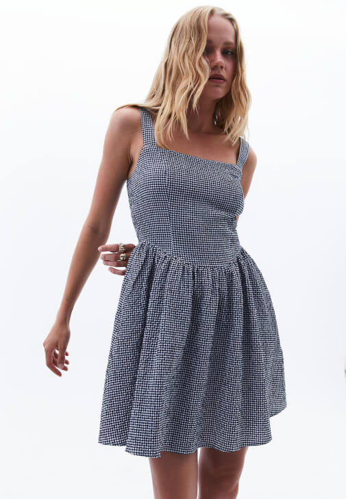 Çok Renkli Gipe Detaylı Mini Elbise