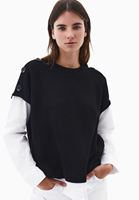 Bayan Siyah Gömlek Detaylı Kazak