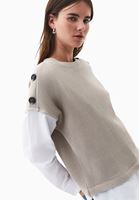 Bayan Bej Gömlek Detaylı Kazak