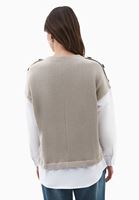 Bayan Bej Gömlek Detaylı Kazak