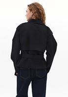 Bayan Siyah Kemer Detaylı Oversize Trençkot