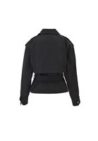 Bayan Siyah Kemer Detaylı Oversize Trençkot