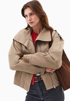 Bayan Kum Beji Kemer Detaylı Oversize Trençkot