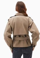 Bayan Kum Beji Kemer Detaylı Oversize Trençkot