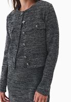 Bayan Siyah Düğme Detaylı Hırka