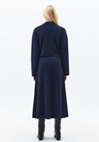 Bayan Lacivert Düğme Detaylı Midi Etek