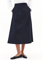 Bayan Lacivert Yüksek Bel Midi Etek